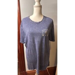 Roark Artifacts of Adventure Acid Wash Graphic T-Shirt Mens Large Purple Blue